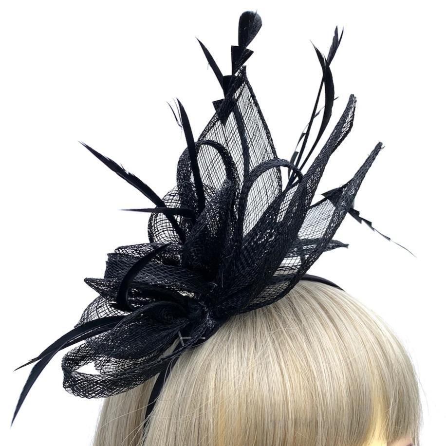 Olivia Black Fascinator Headband for Occasions, Events, Funerals