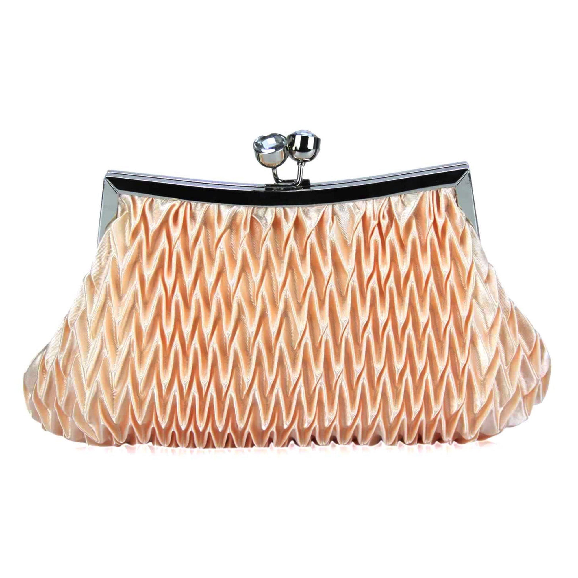 Peach Clutch Bag with Honeycomb Satin Design-Fascinators Direct