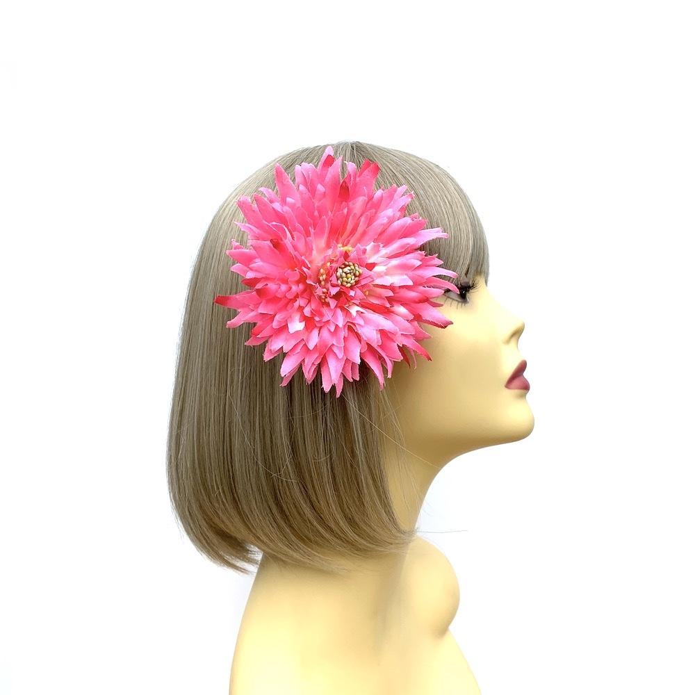Pink Chrysanthemum Hair Flower Fascinator Clip-Fascinators Direct