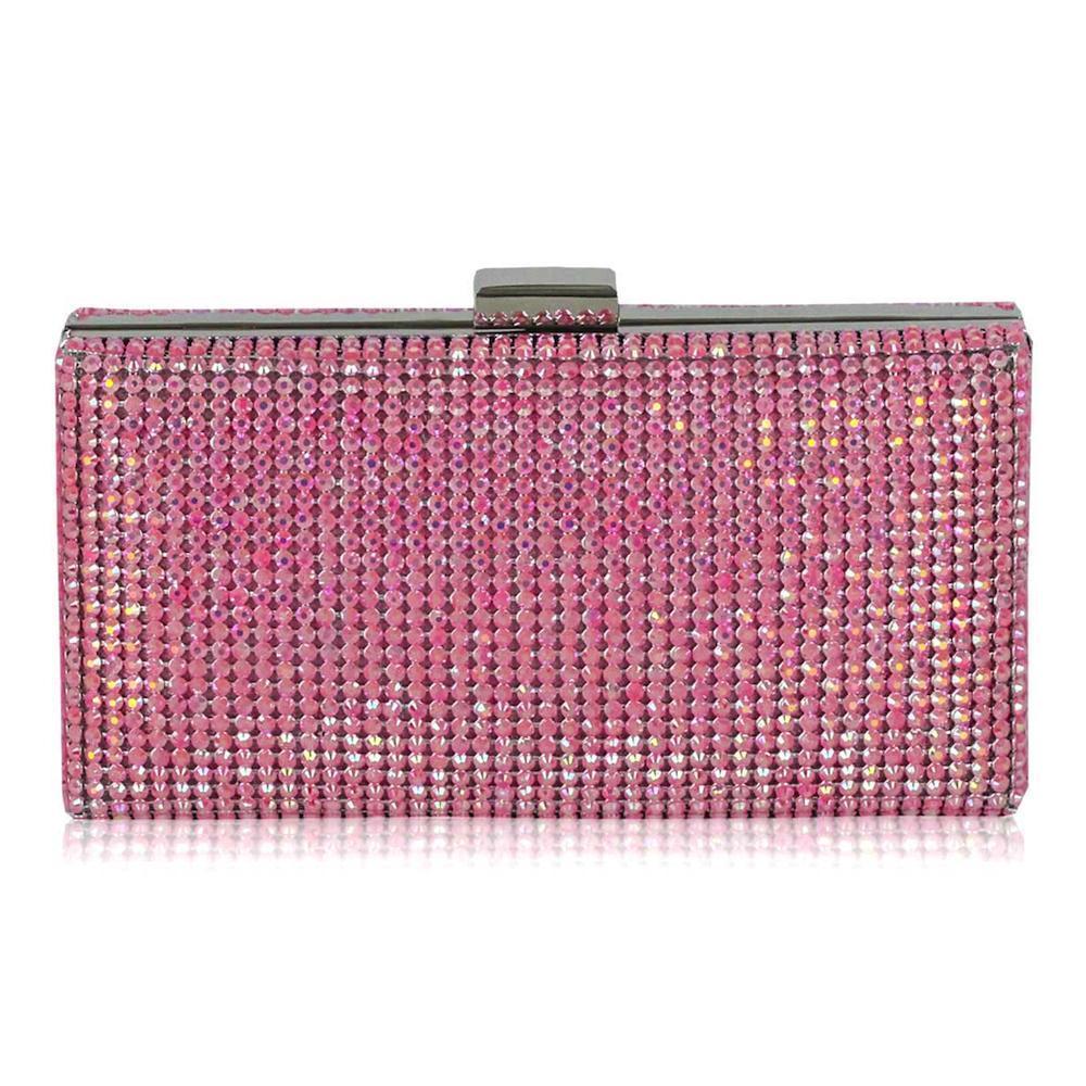 Pink Diamante Clutch Bag for Evening Occasions Weddings Parties