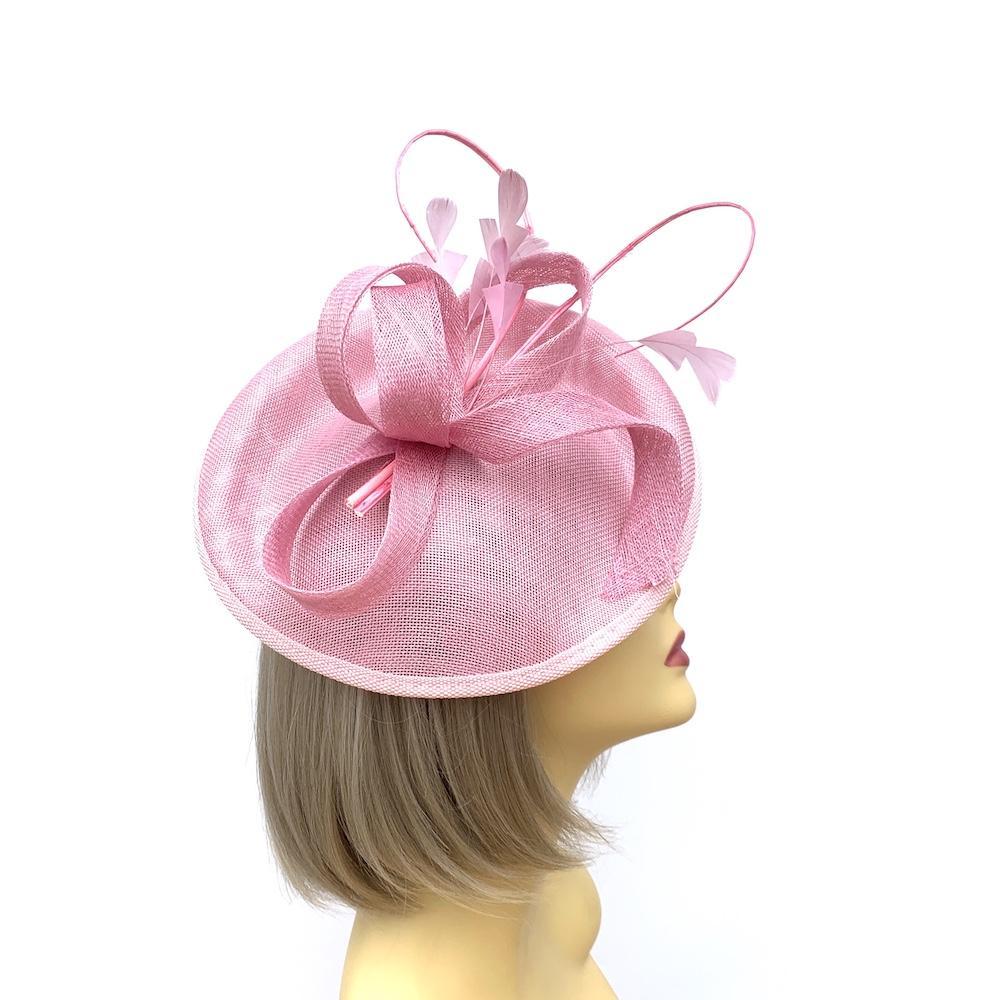 Pink Fascinator Hat with Twin Quills & Sinamay Loops-Fascinators Direct