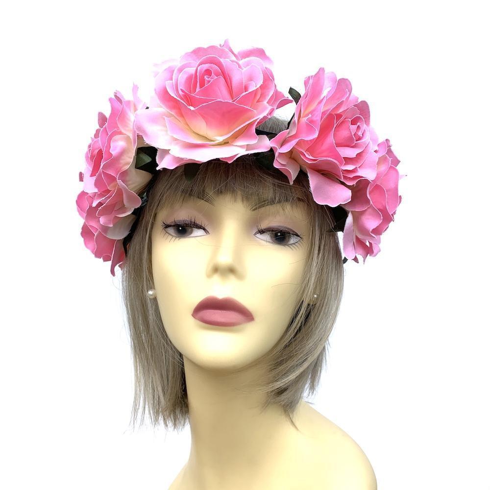 Pink flower hair clearance garland