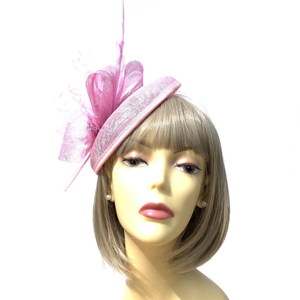 Pink Quill Fascinator Hat with Feathers & Loops-Fascinators Direct