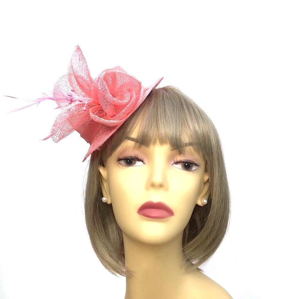 Pink Sinamay Mini Hat Fascinator-Fascinators Direct