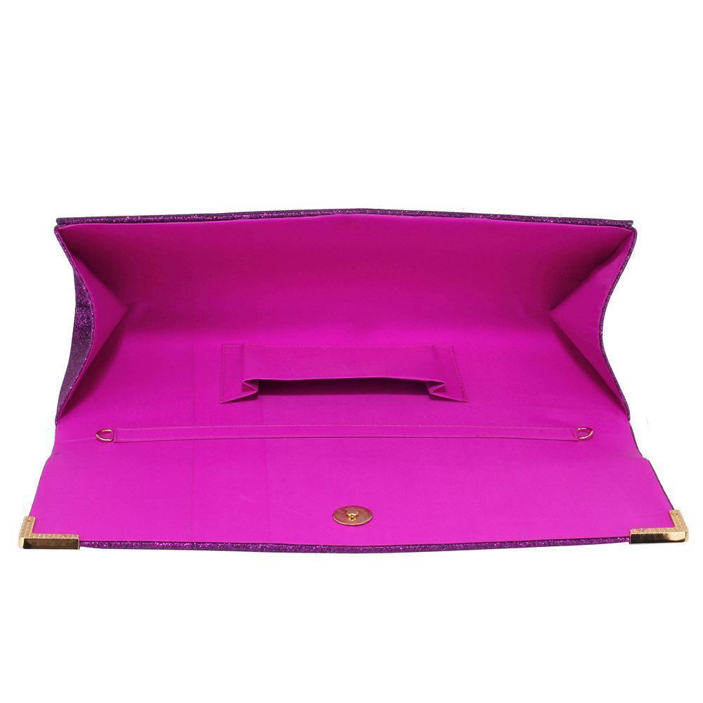 Purple Glitter Clutch Bag-Fascinators Direct