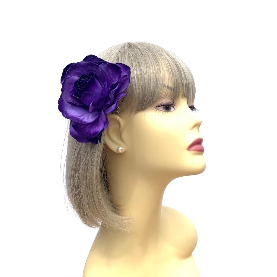 Purple Rose Hair Clip-Fascinators Direct