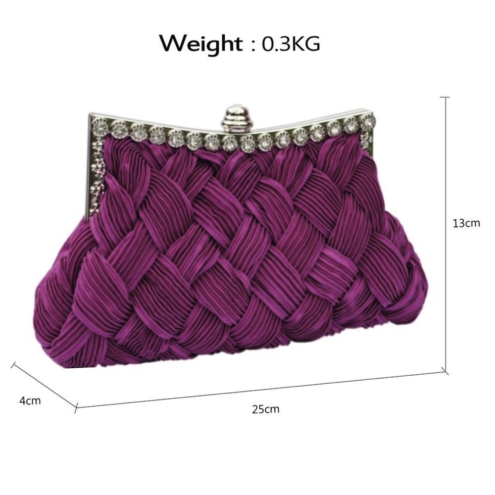 Purple Satin Embellished Clutch Bag-Fascinators Direct
