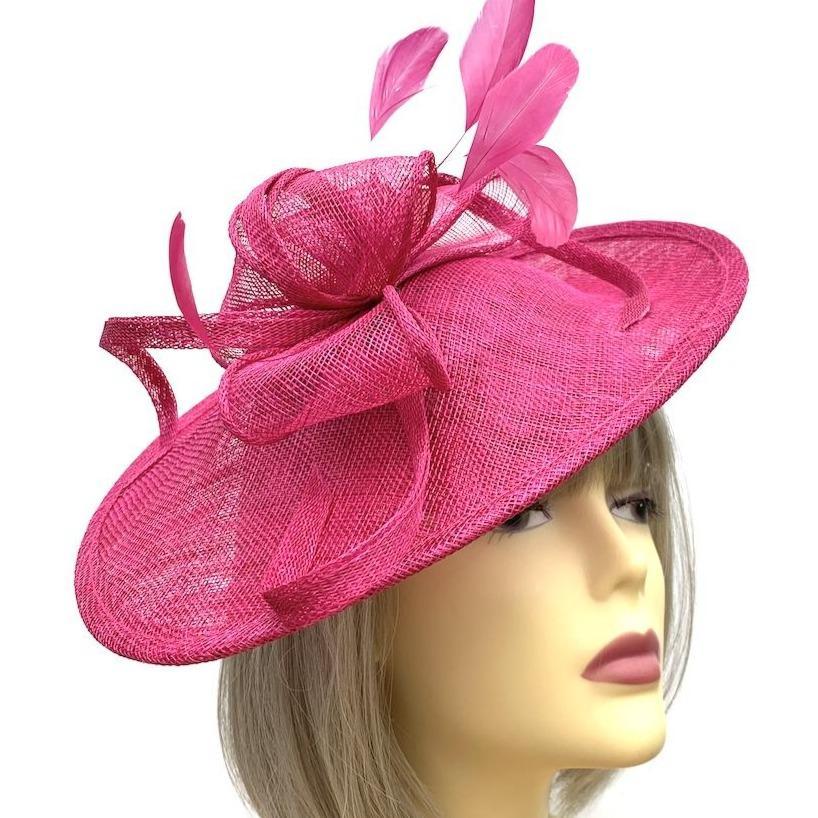 Raspberry Teardrop Disc Fascinator for Weddings & The Races