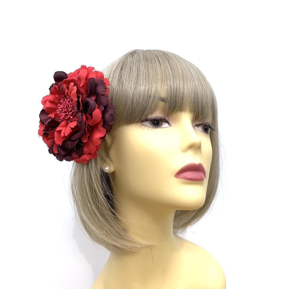 Red Burgundy Hair Flower Fascinator Clip