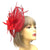 Red Fascinator on Comb with Red Feather Flower-Fascinators Direct