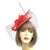 Red Fascinator with Veil & Feather Quill-Fascinators Direct