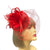 Red Feather Flower Disc Fascinator with Veil-Fascinators Direct