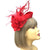 Red Flower Fascinator with Looped Ribbons & Wispy Feathers-Fascinators Direct