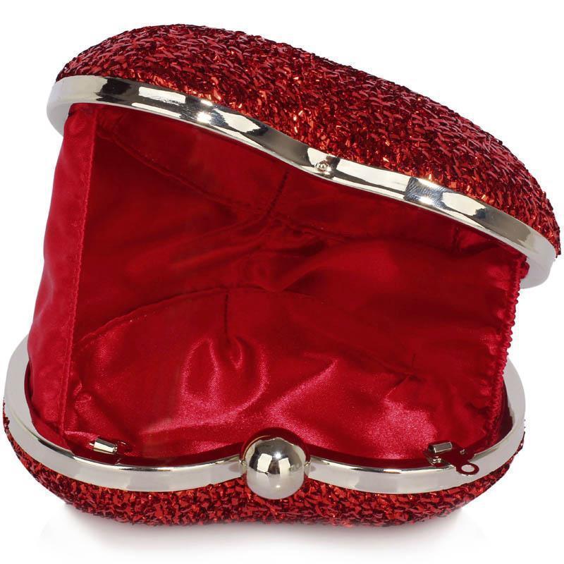 Red Heart Glitter Clutch Bag-Fascinators Direct