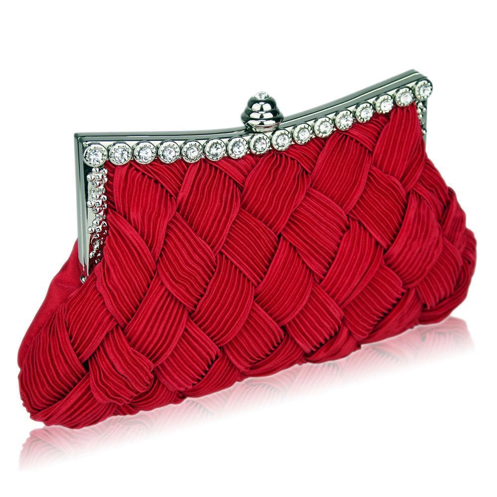 Red embellished best sale clutch bag