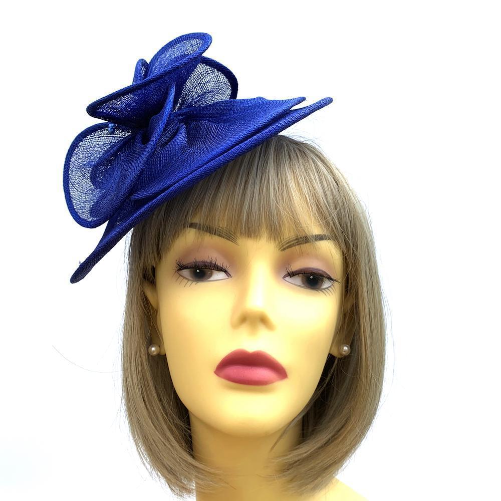 Royal Blue Hatinator in Poppy Flower Design-Fascinators Direct