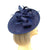 Saucer Style Navy Fascinator Hat with Rose & Ribbons-Fascinators Direct
