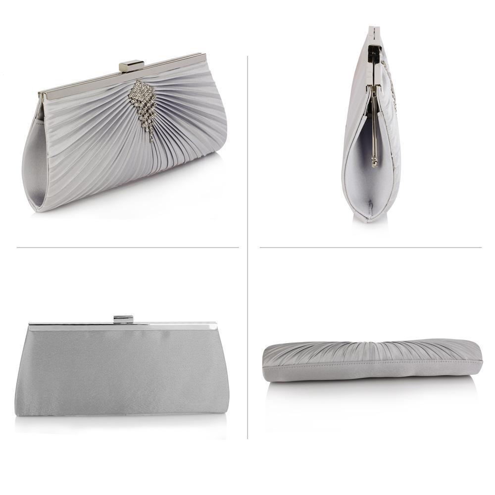 Grey satin shop clutch bag