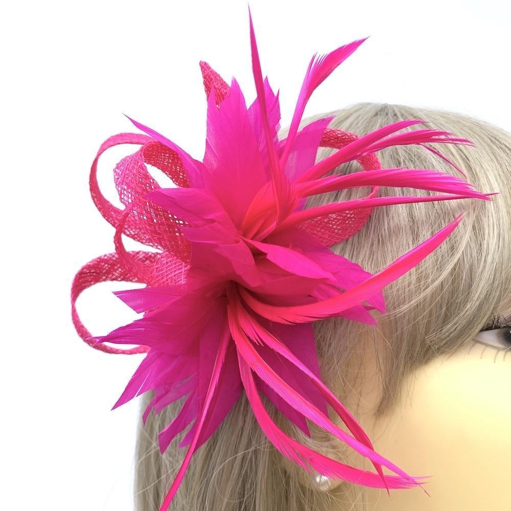Dusky Pink Fascinator Ladies Feather Hair Clip Ladies Day Races Wedding Hair  | eBay
