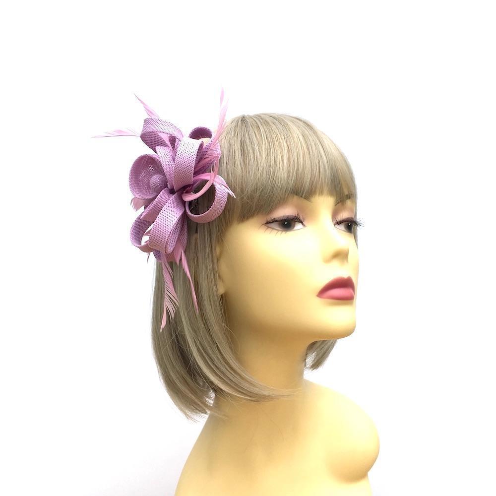 Small Lilac Flower Fascinator Clip with Feathers-Fascinators Direct