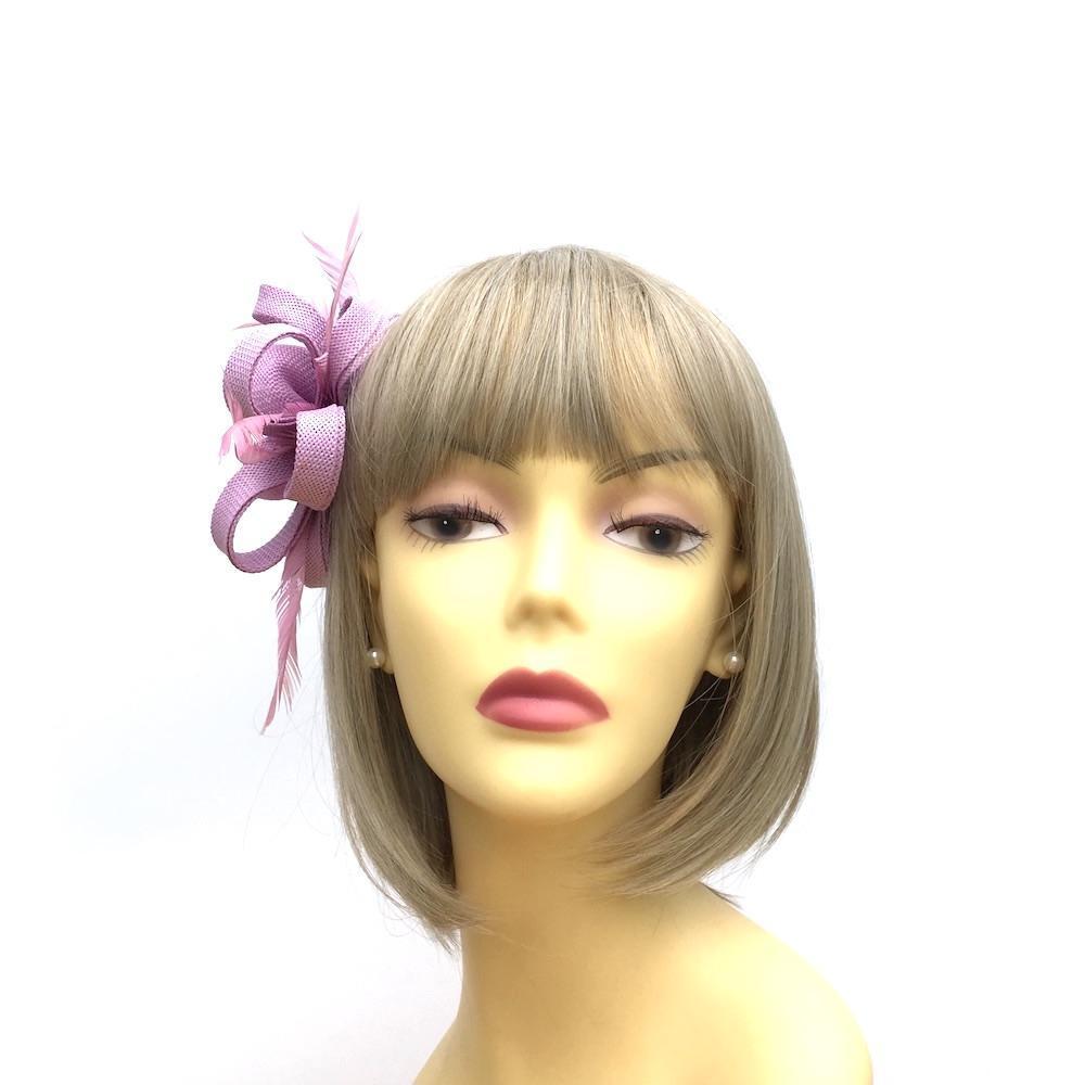 Small Lilac Flower Fascinator Clip with Feathers-Fascinators Direct