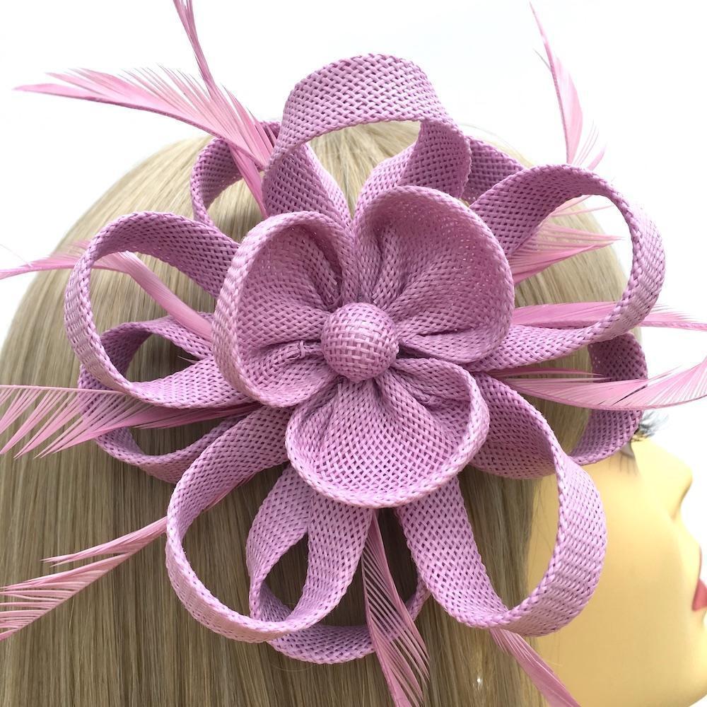 Small Lilac Flower Fascinator Clip with Feathers-Fascinators Direct