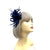 Small Navy Fascinator Clip with Feathers & Satin Loops-Fascinators Direct