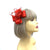 Small Red Fascinator Hair Clip with Satin Loops & Feathers-Fascinators Direct