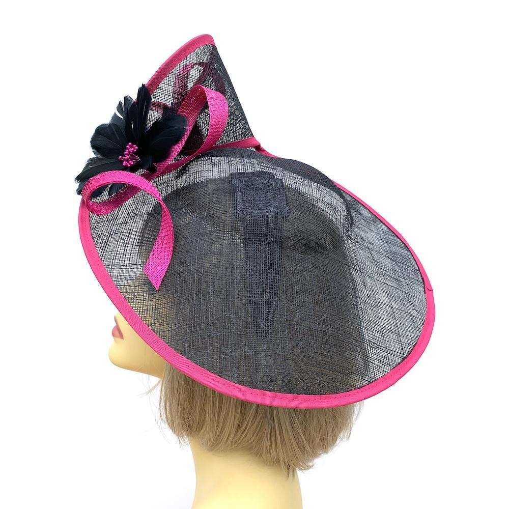 Twin Flower Black & Fuchsia Hatinator-Fascinators Direct
