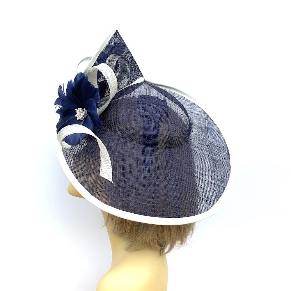 Twin Flower Navy & Cream Hatinator-Fascinators Direct