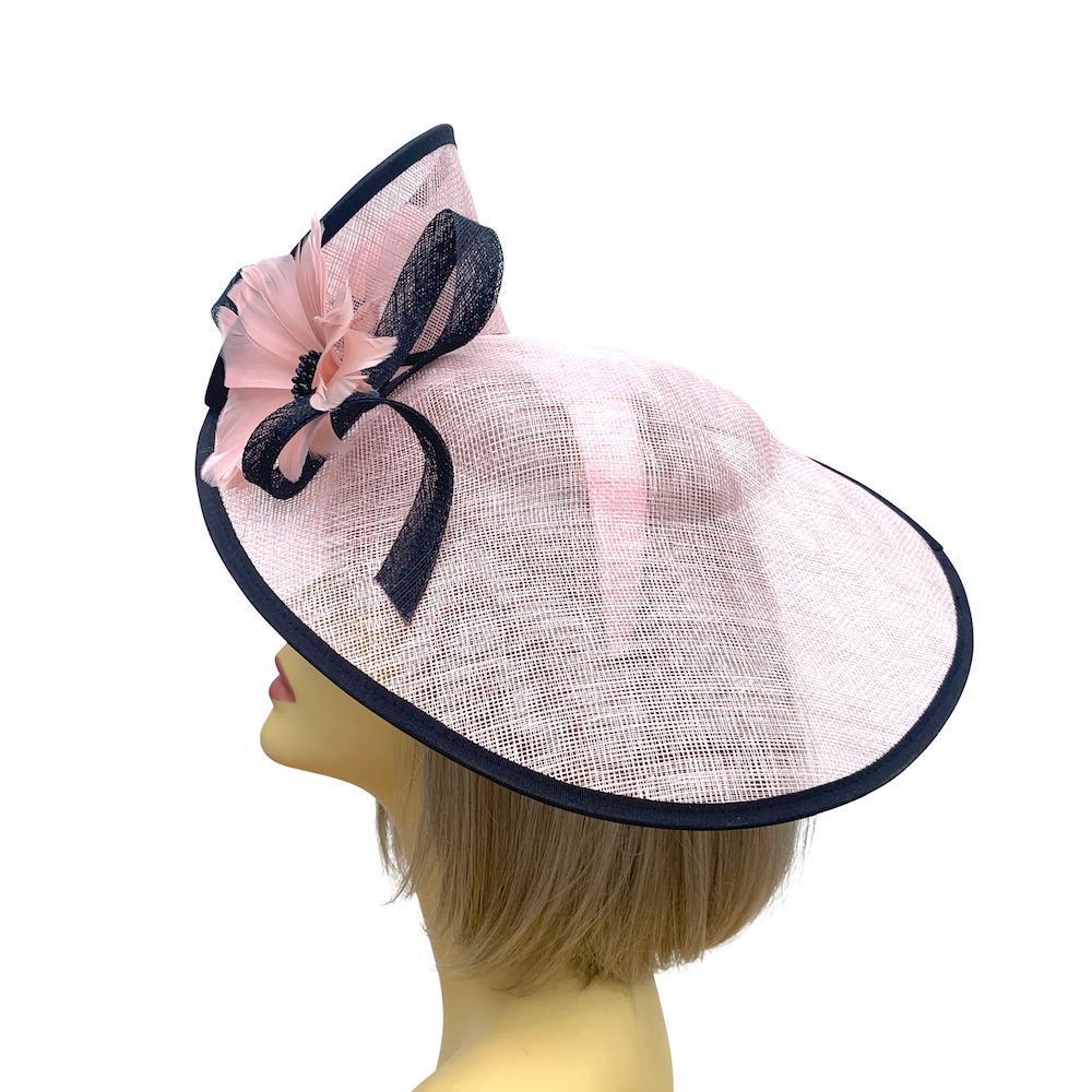 Twin Flower Pale Pink &amp; Black Hatinator-Fascinators Direct