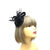 Twin Rose Black Disc Fascinator with Sinamay Loops & Feathers-Fascinators Direct