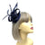 Twin Rose Navy Disc Fascinator with Sinamay Loops & Feathers-Fascinators Direct