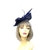 Upturned Brim Navy Fascinator Hat with Feather Quill-Fascinators Direct
