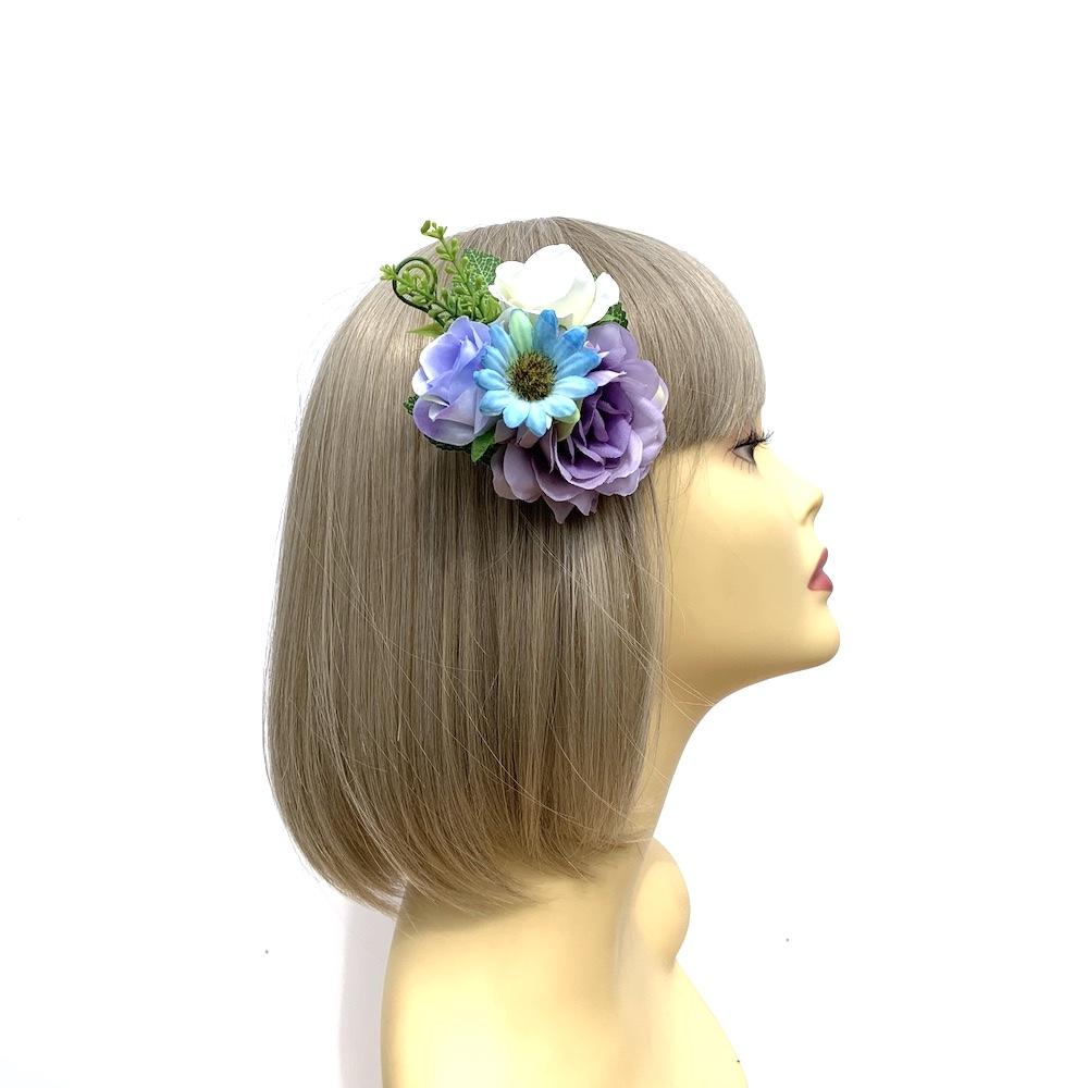 Vintage Floral Hair Clip Corsage - Lilac, Cream & Blue-Fascinators Direct
