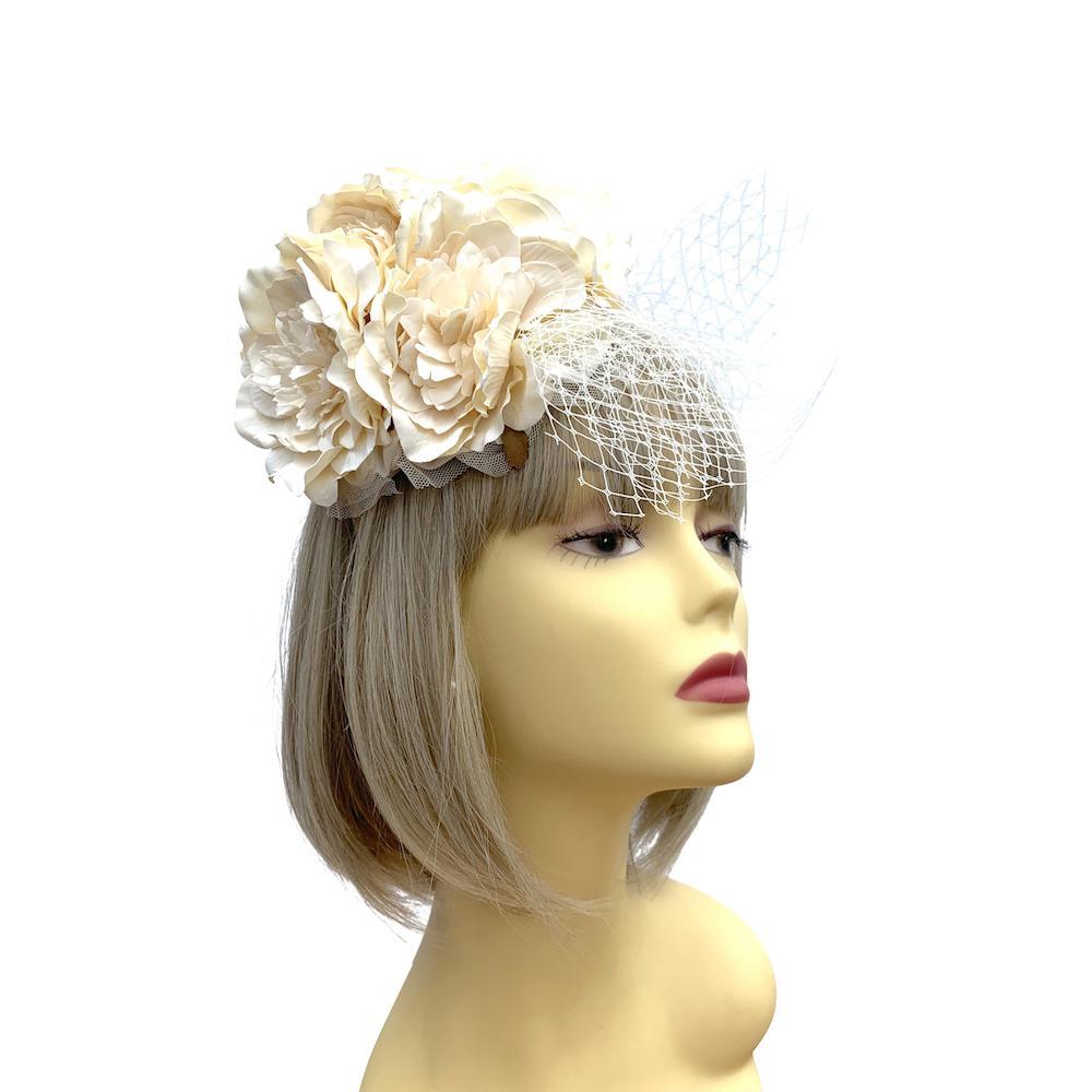 Vintage Garden Cream Flower Floral Headband-Fascinators Direct