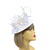 White & Cream Sinamay Saucer Hatinator with Curled Quill-Fascinators Direct