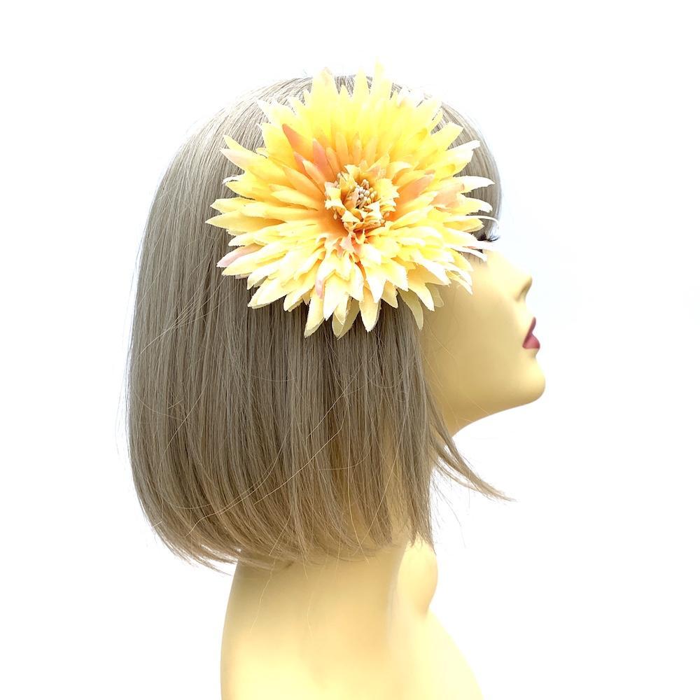 Yellow Chrysanthemum Hair Flower Fascinator Clip-Fascinators Direct